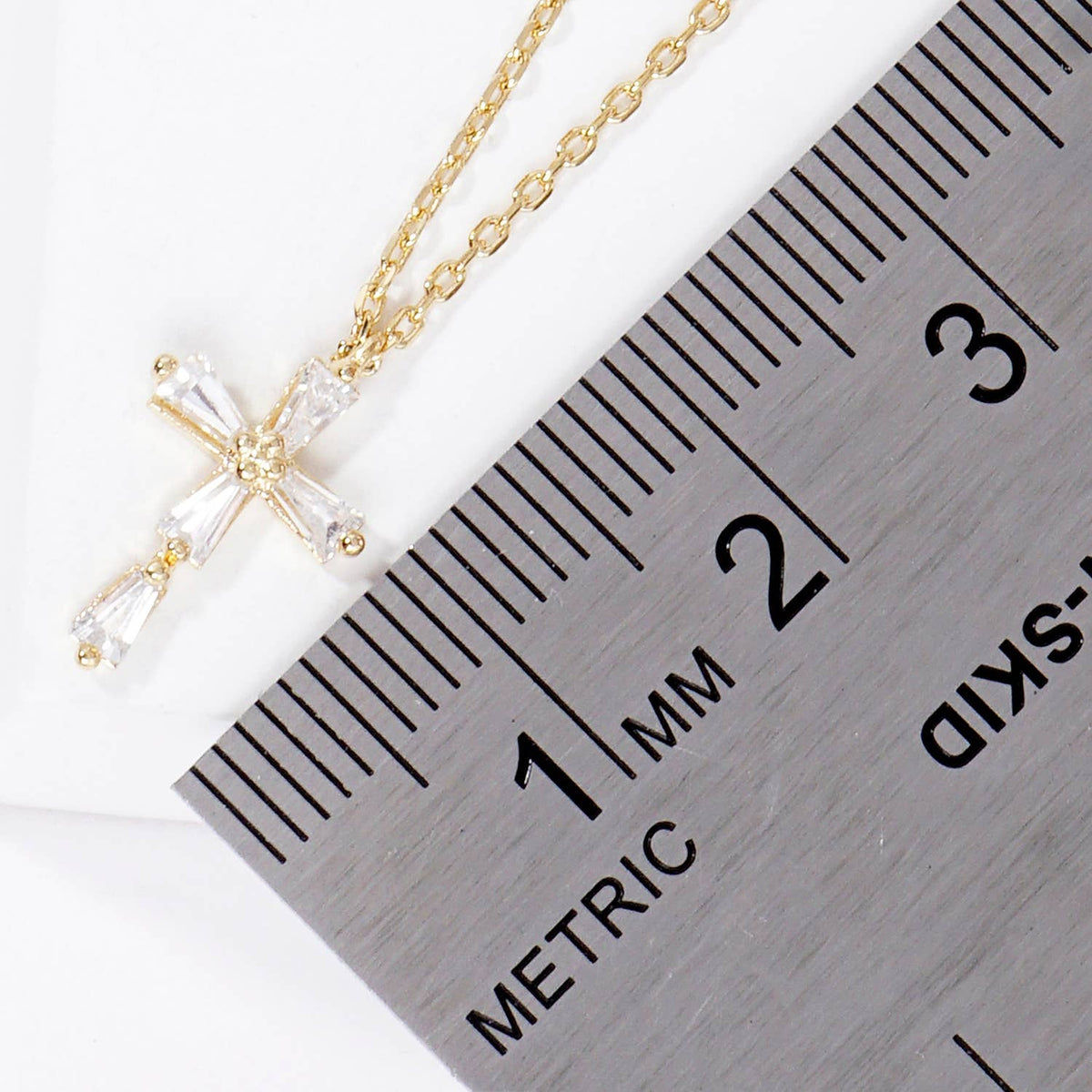Baguette Crystal Cross Pendant Necklace