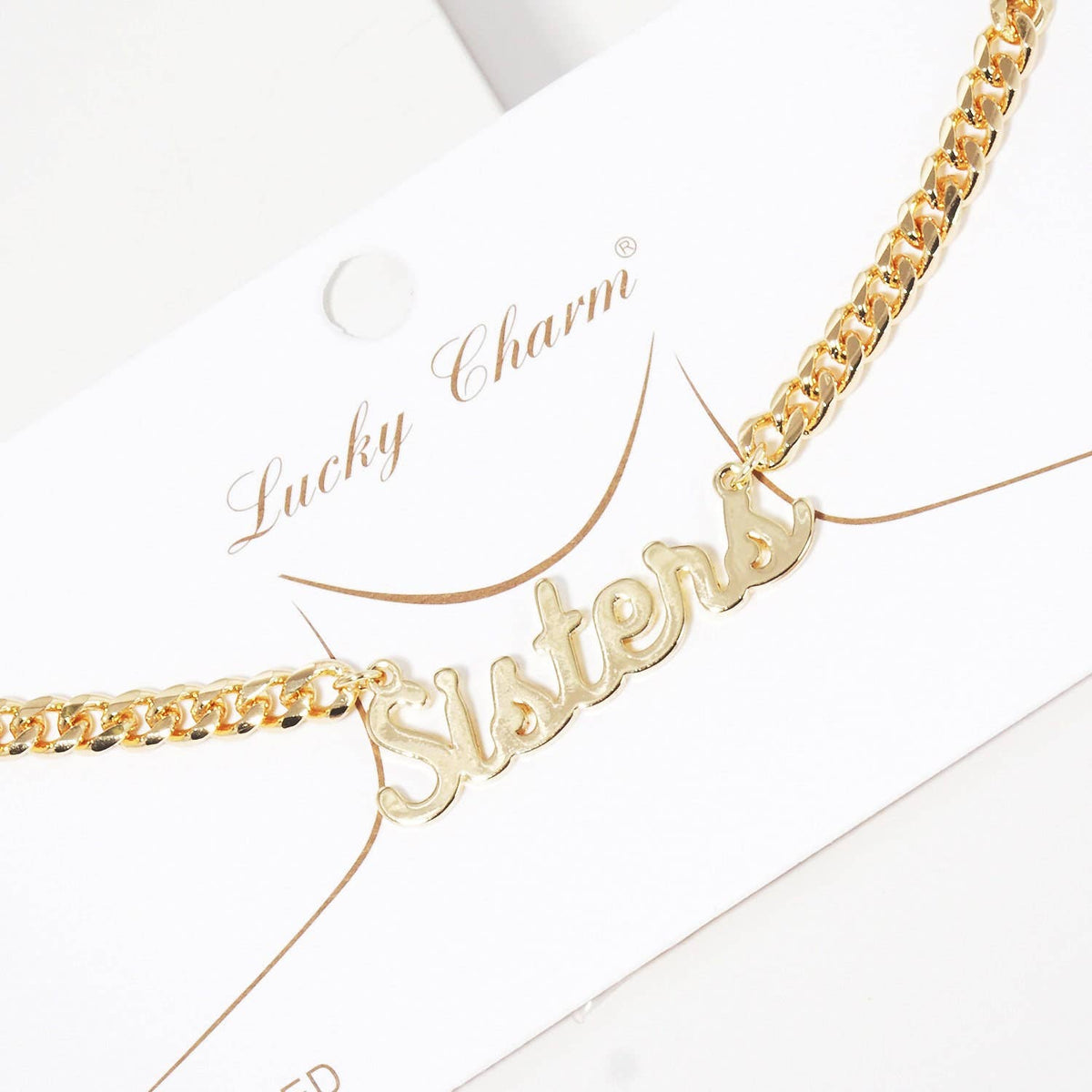Gold Plated Cuban Link SISTERS Necklace