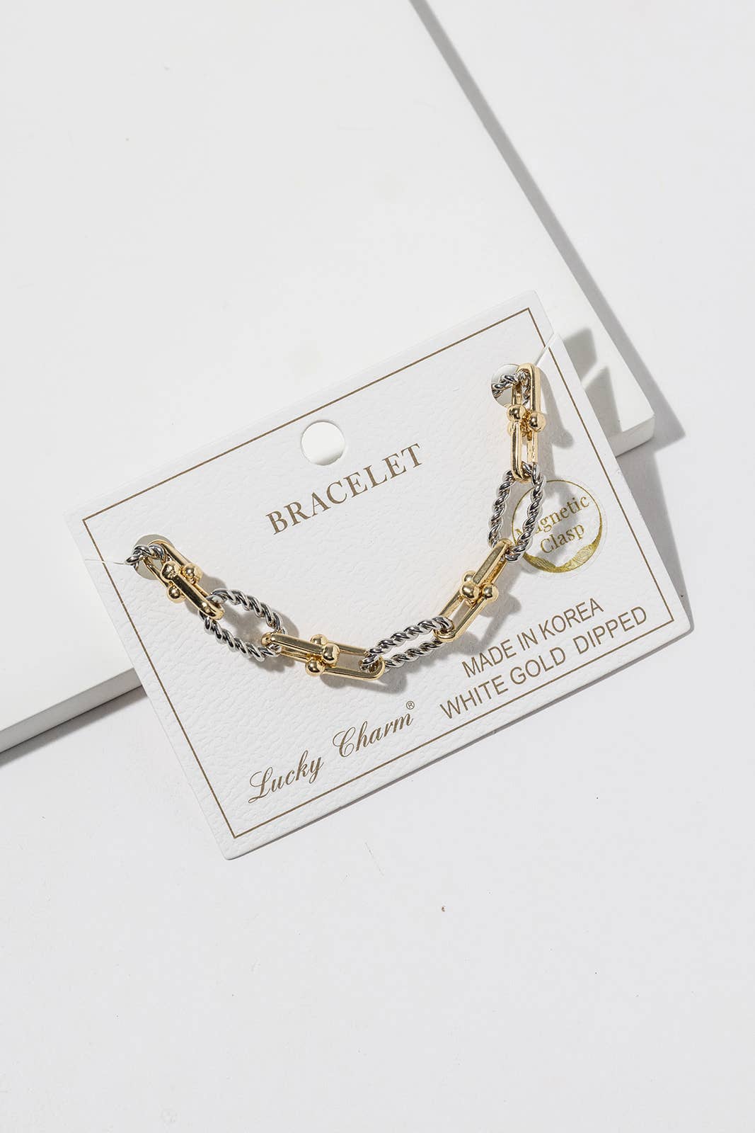 Two-Tone U-Link & Rope Chain Bracelet