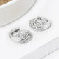 3 LINE CUBIC ZIRCONIA 12MM HUGGIE HOOP EARRINGS