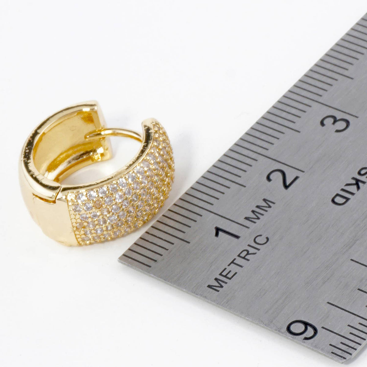 Micro Pave Set Cubic Zirconia 15mm Huggie Hoop Earrings