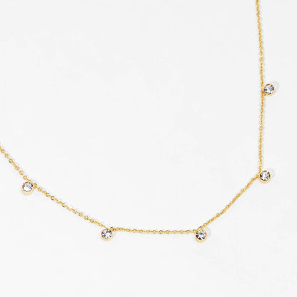 Diamond By The Yard Necklace / Bezel cubic zirconia Station