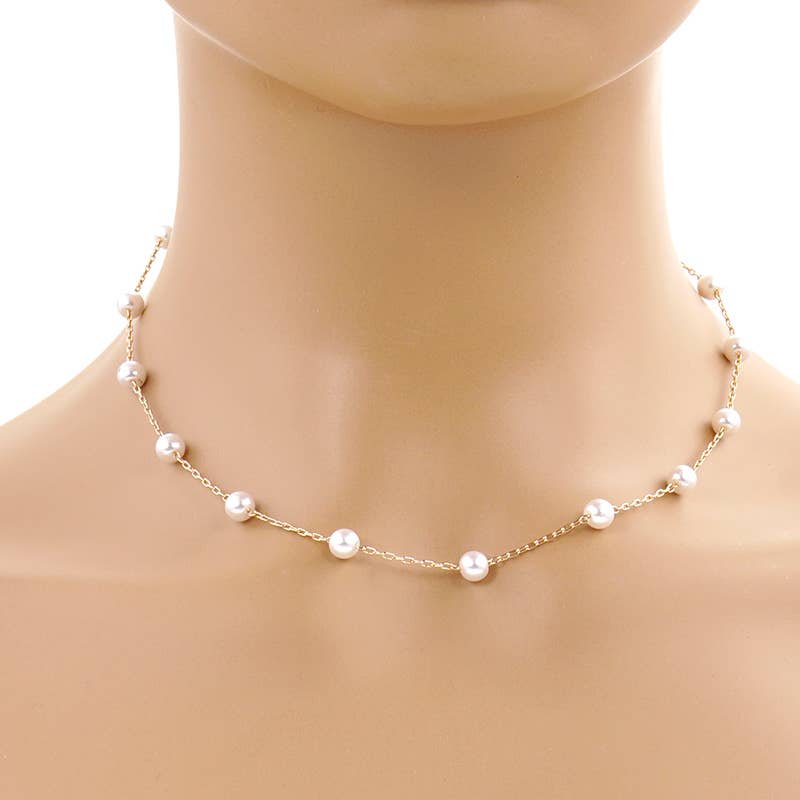 Bridesmaid Pearl Station Necklace