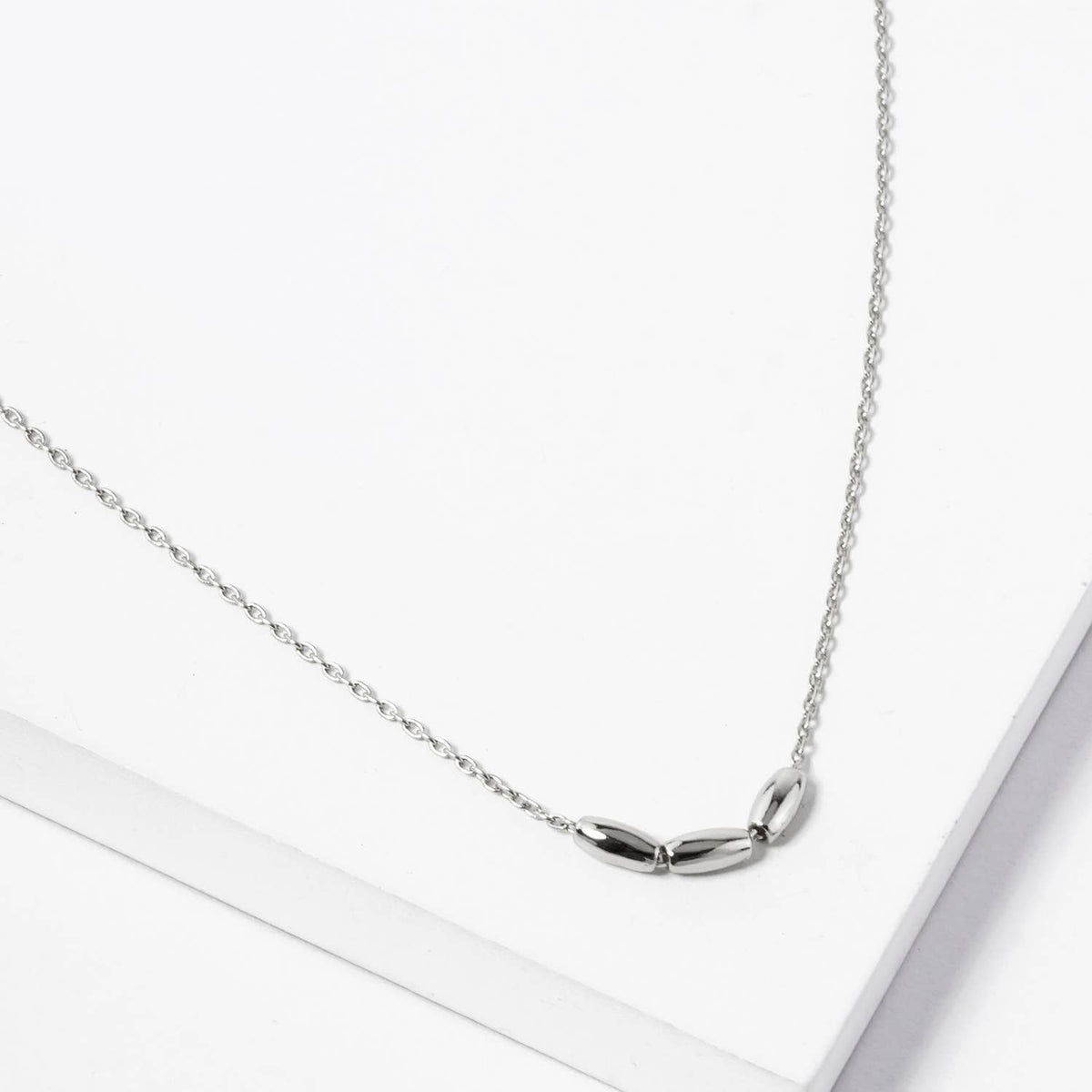 Minimalist Three-Bead Dainty Pendant Necklace