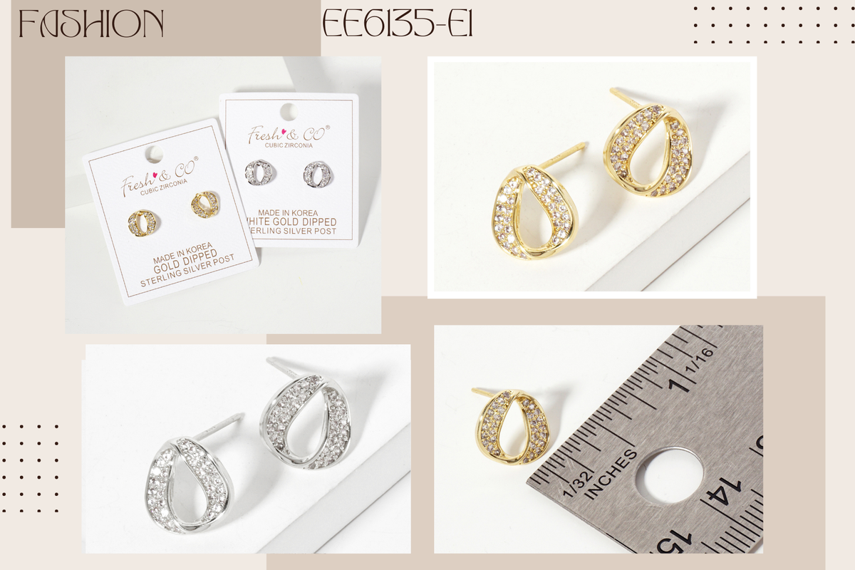 Pave-Set CZ 11mm Infinity Circle Minimalist Stud Earrings