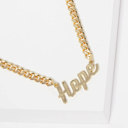 Gold Plated Cuban Link HOPE Necklace