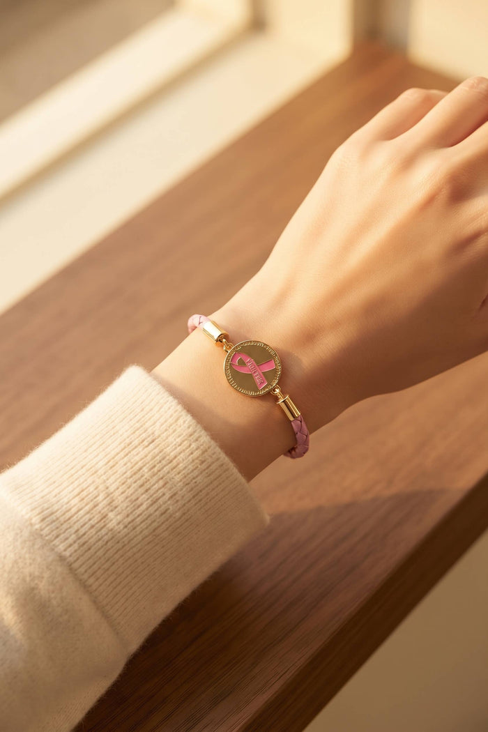 Pink Ribbon Fighter Coin Bracelet