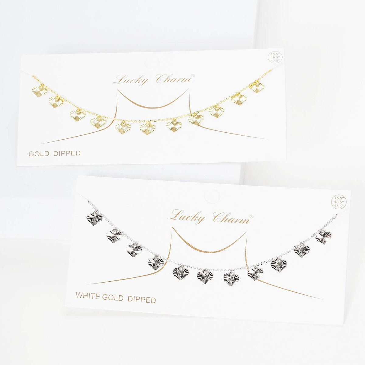 Gold Plated Chain w/ Dangling Hearts Necklace