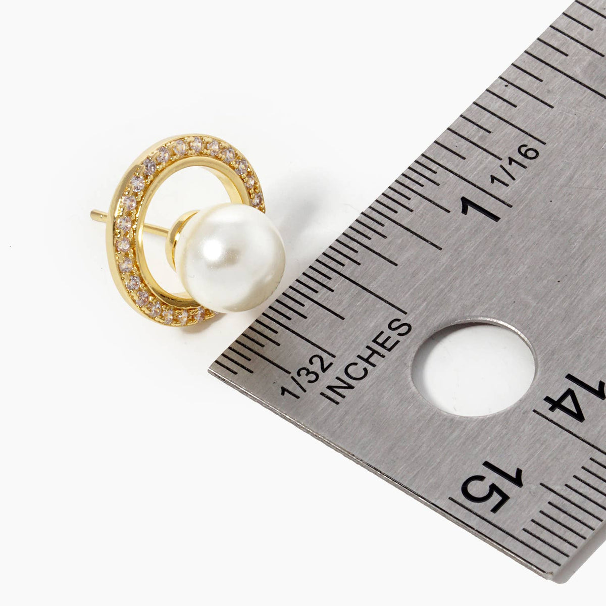 Freshwater Pearl Ring Stud Earrings