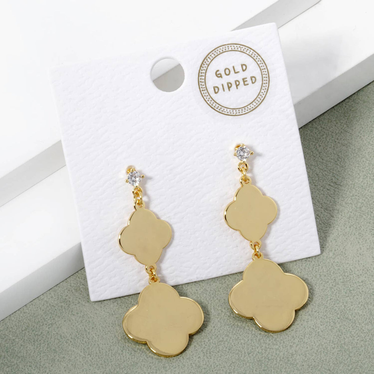 Dainty Clover Triple Station Drop Earrings