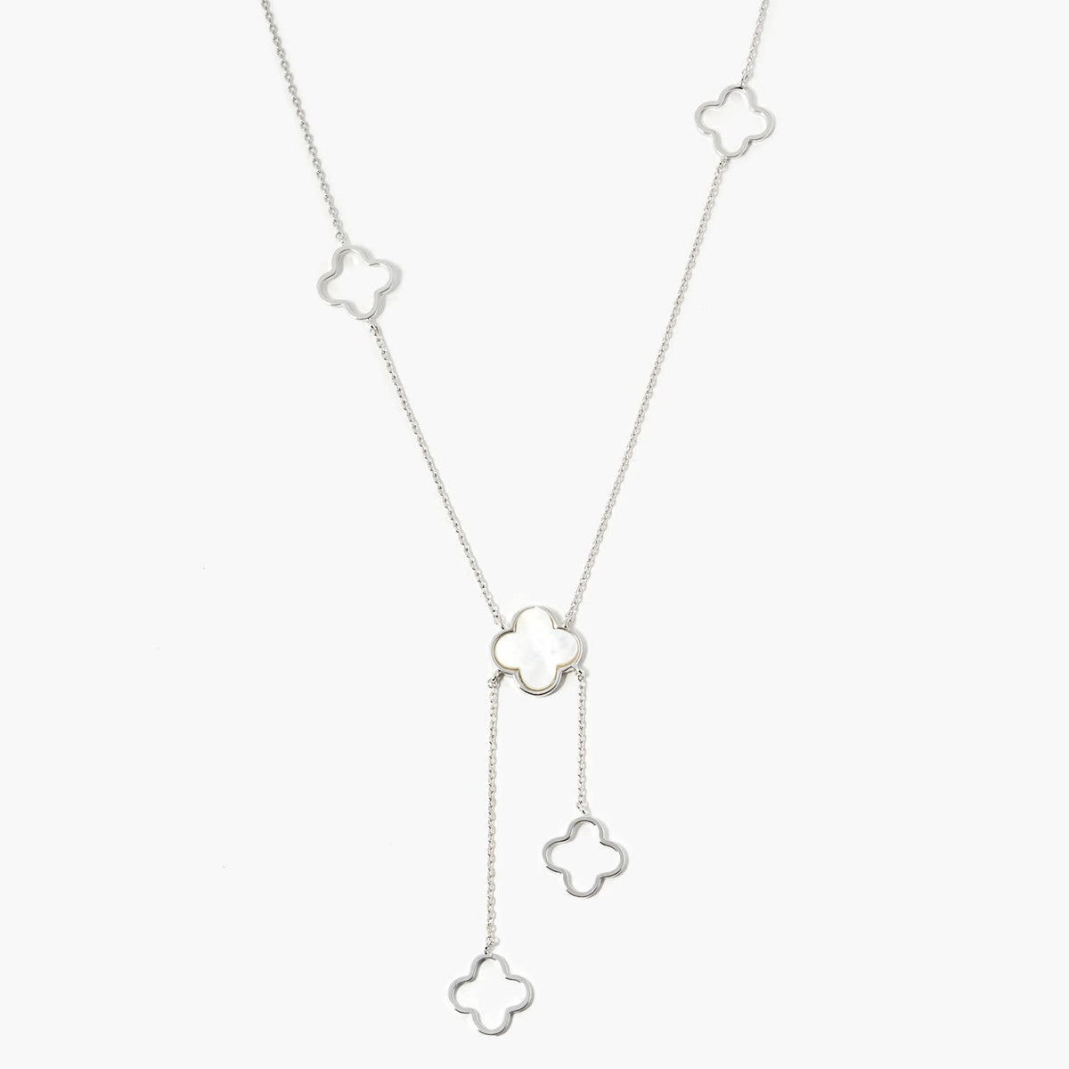 Minimalist Clover Y-Necklace with Dangle Charms