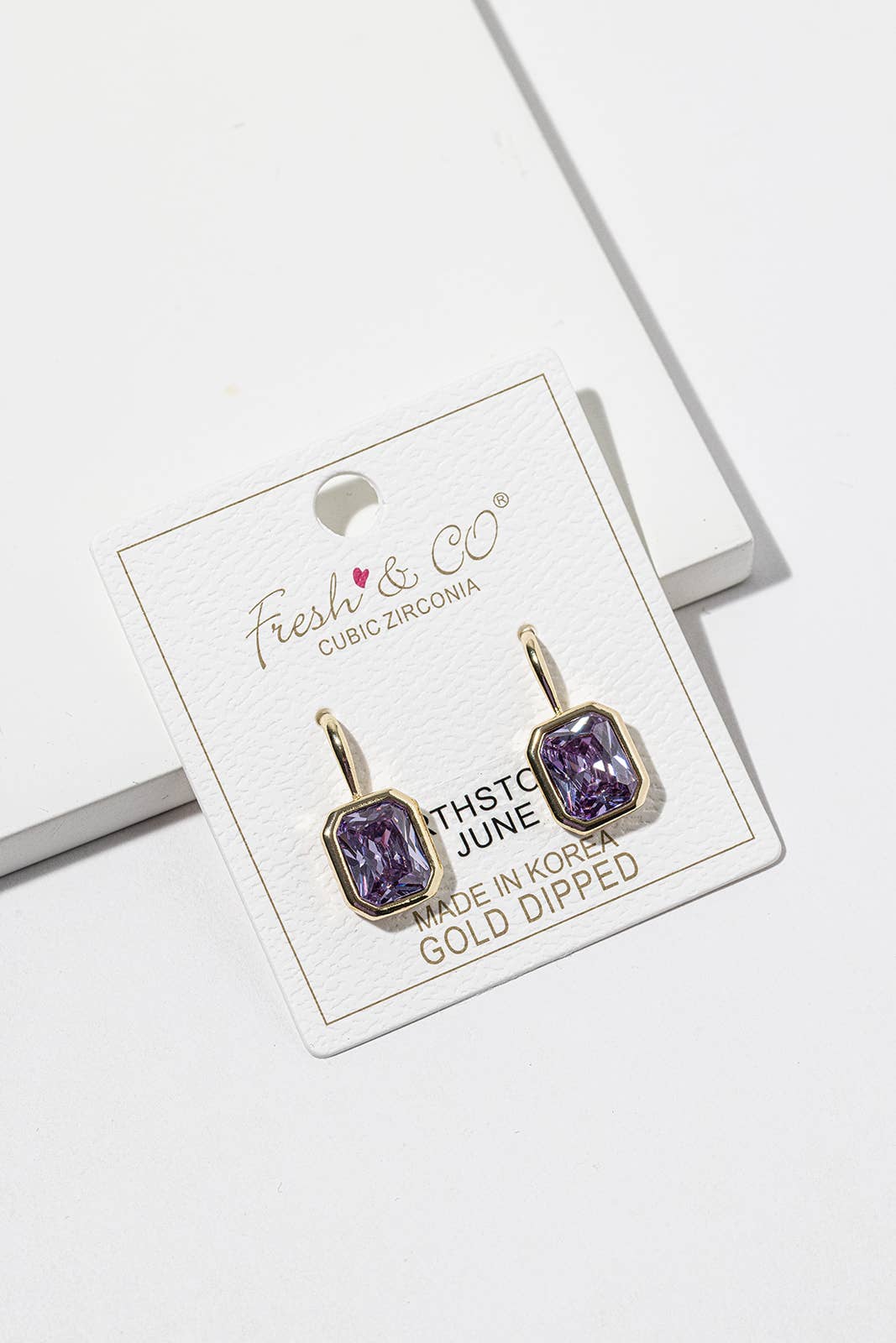 Birthstone Dangle Earrings – Gold-Dipped Octagon Cubic