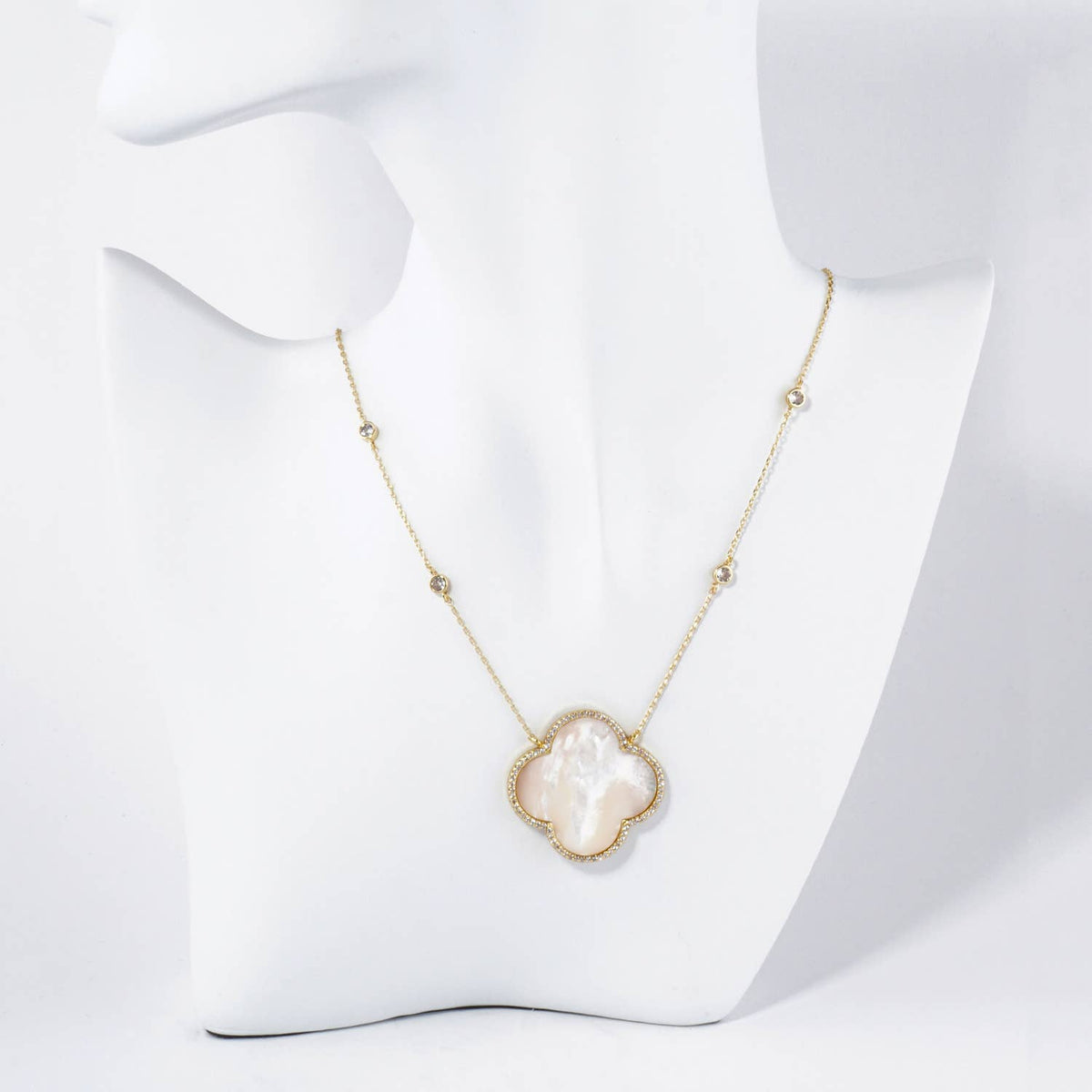 Quatrefoil Pendant Necklace / 18K Gold Dipped Micro Pave
