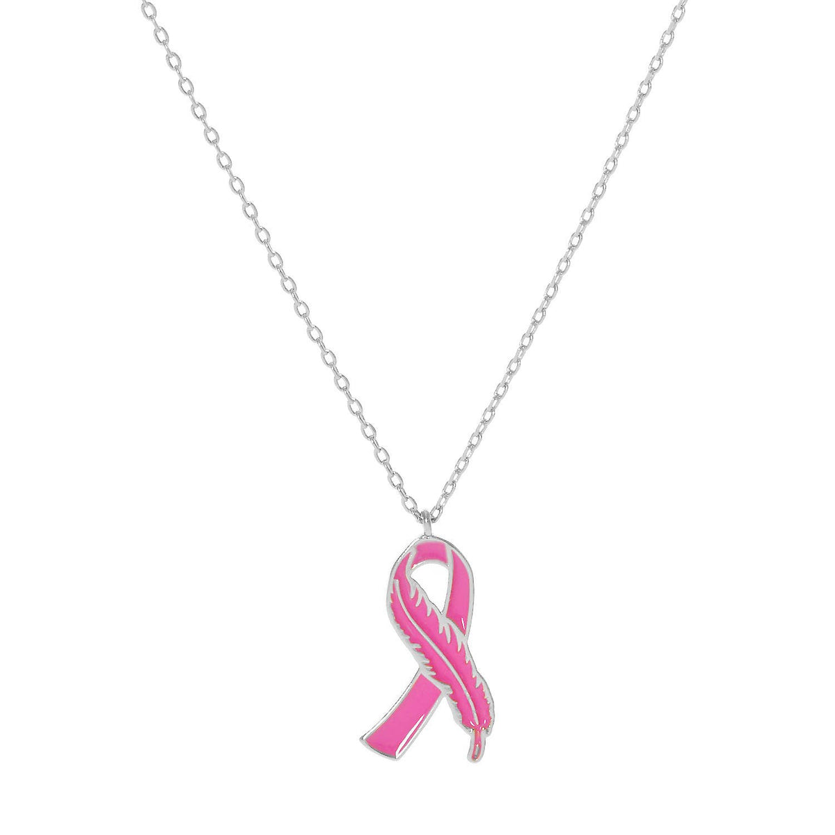 Breast Cancer Awareness Pink Ribbon Necklace