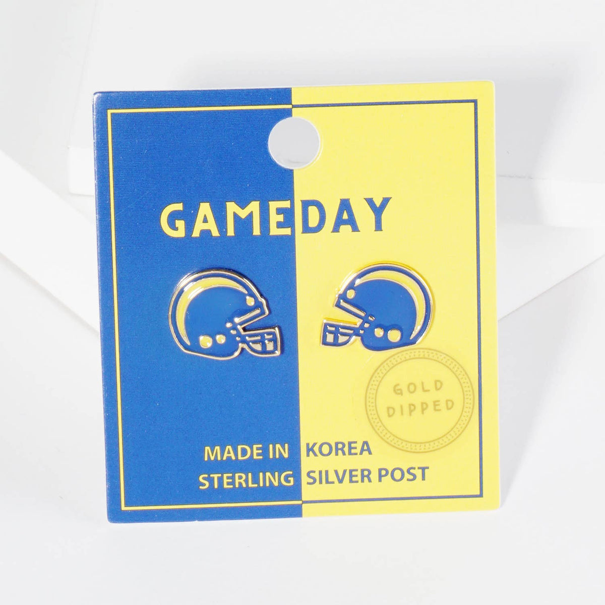 18K Gold Dipped Enamel Football Helmet Game Day Stud Earring