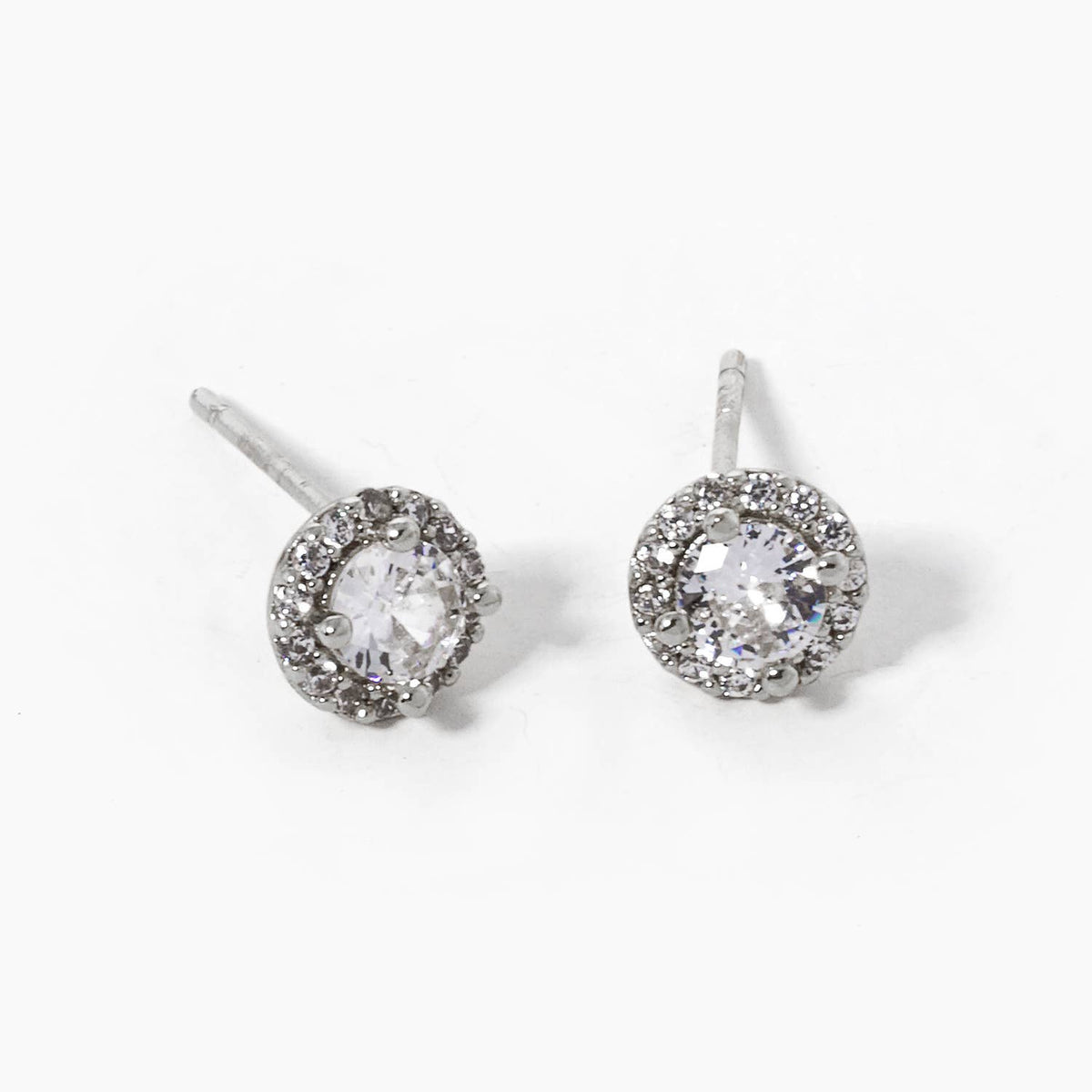 Gold Plated Halo Pave Stud Earrings