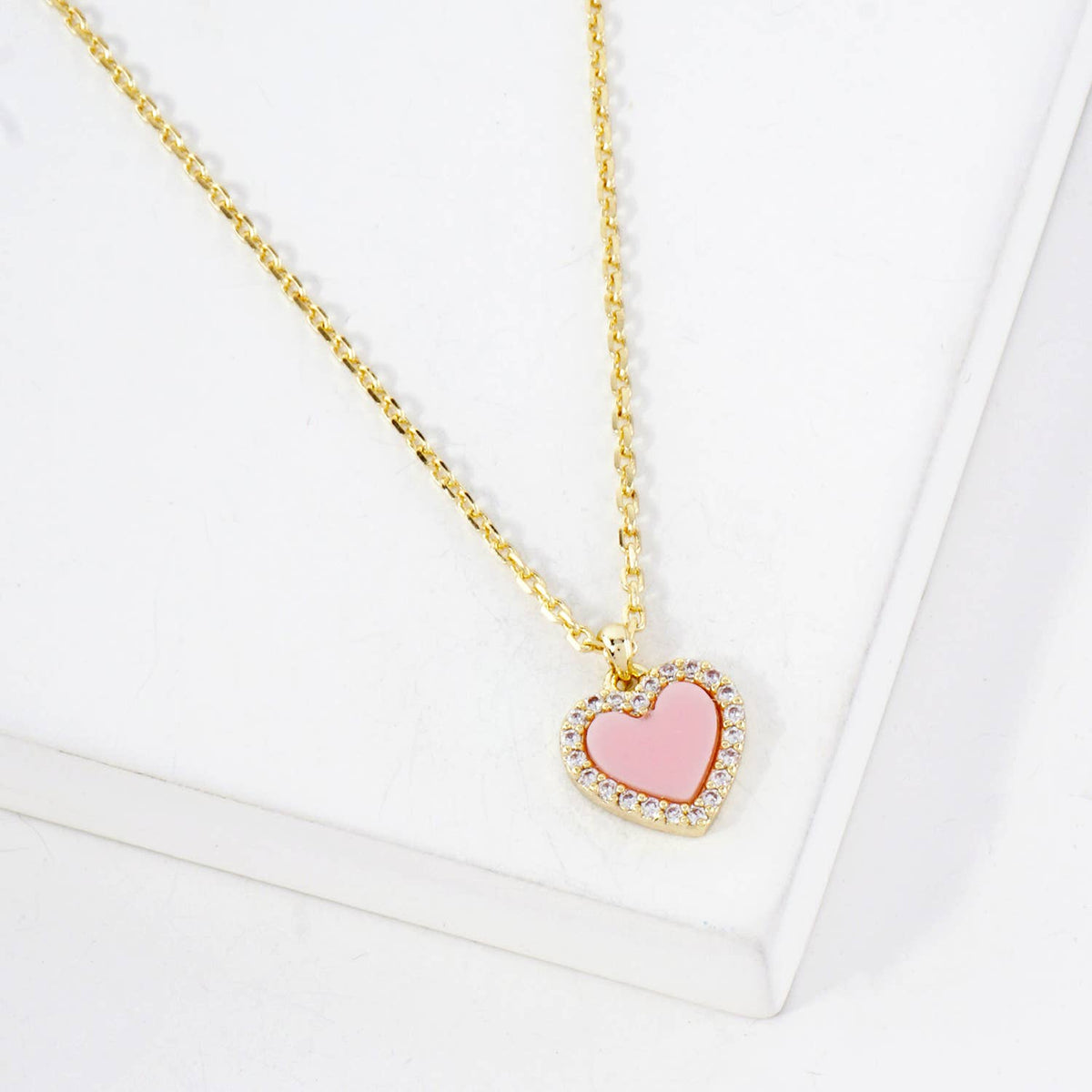 Pave-Set Cubic-Zirconia 9mm Heart Pendant Necklace