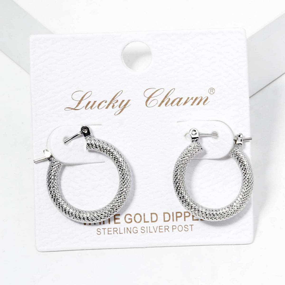 Textured Spiral Grid Hoop Earrings
