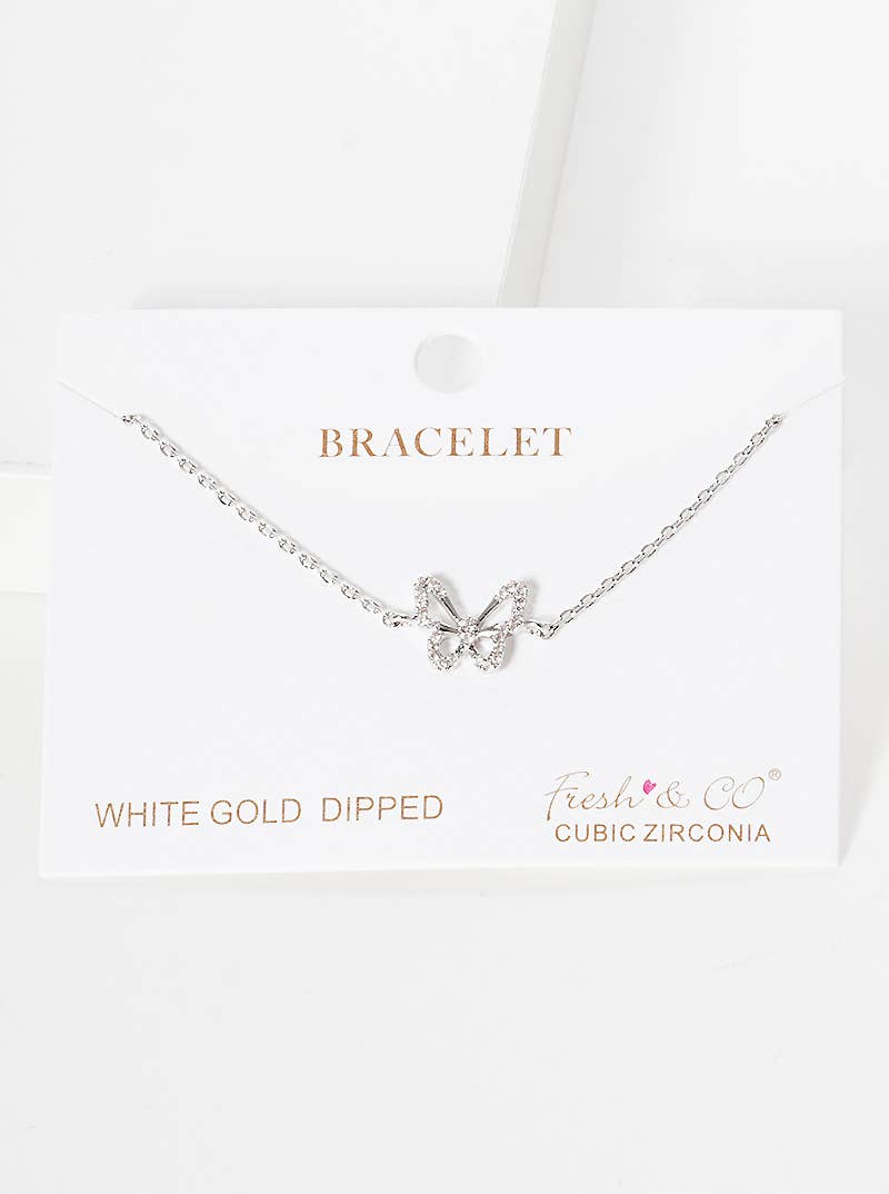 Dainty Pave Butterfly Chain Bracelet
