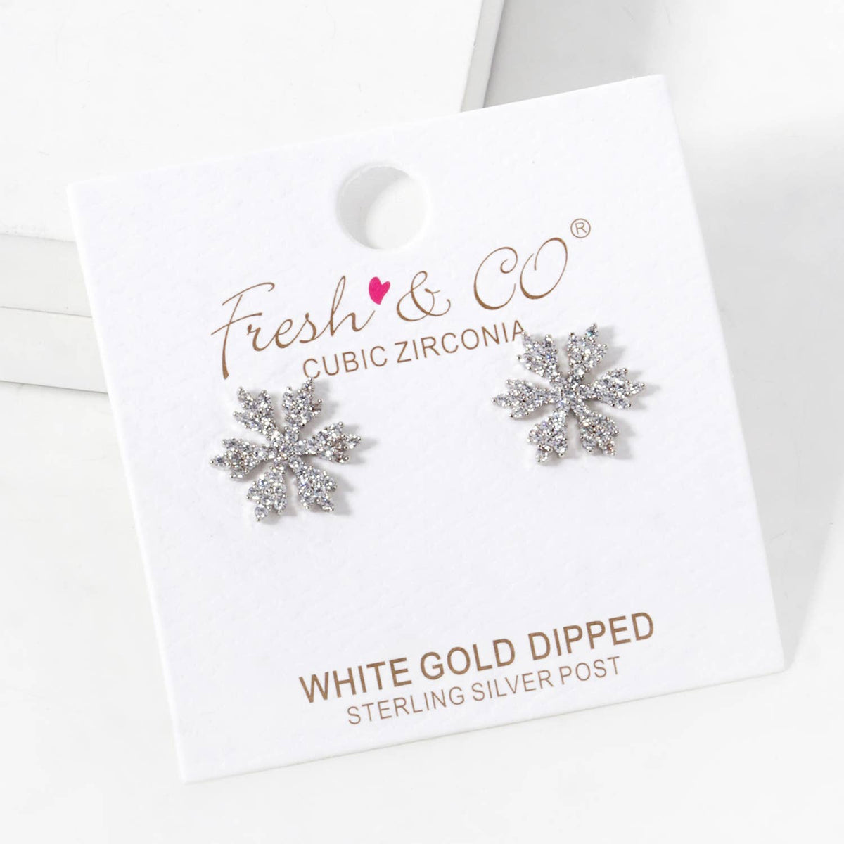 Gold Plated Cubic Snowflake Stud Earrings
