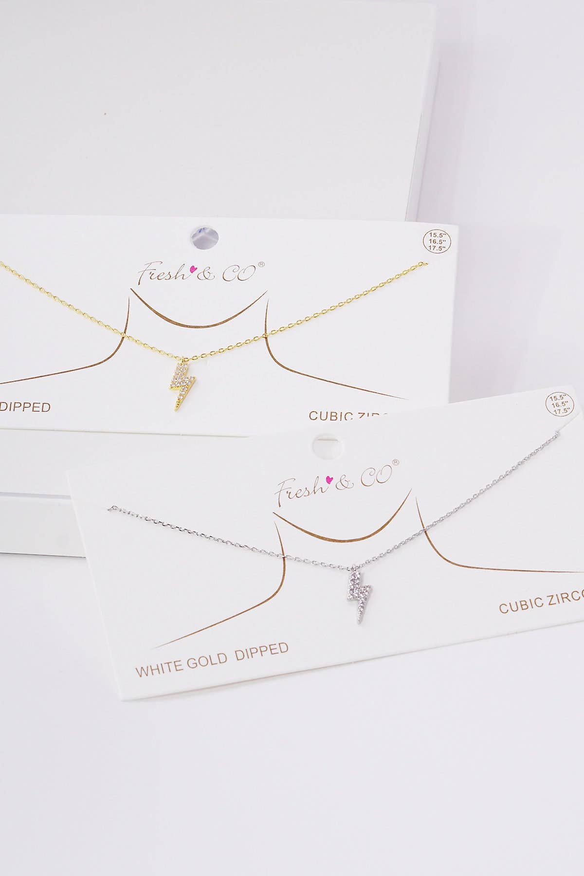 Gold Cubic Embedded Lightning Bolt Necklace