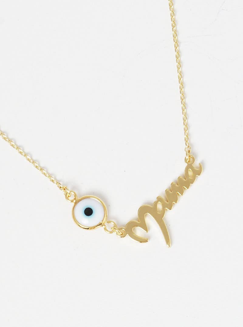 Gold Mama Necklace w/ Evil Eye Charm
