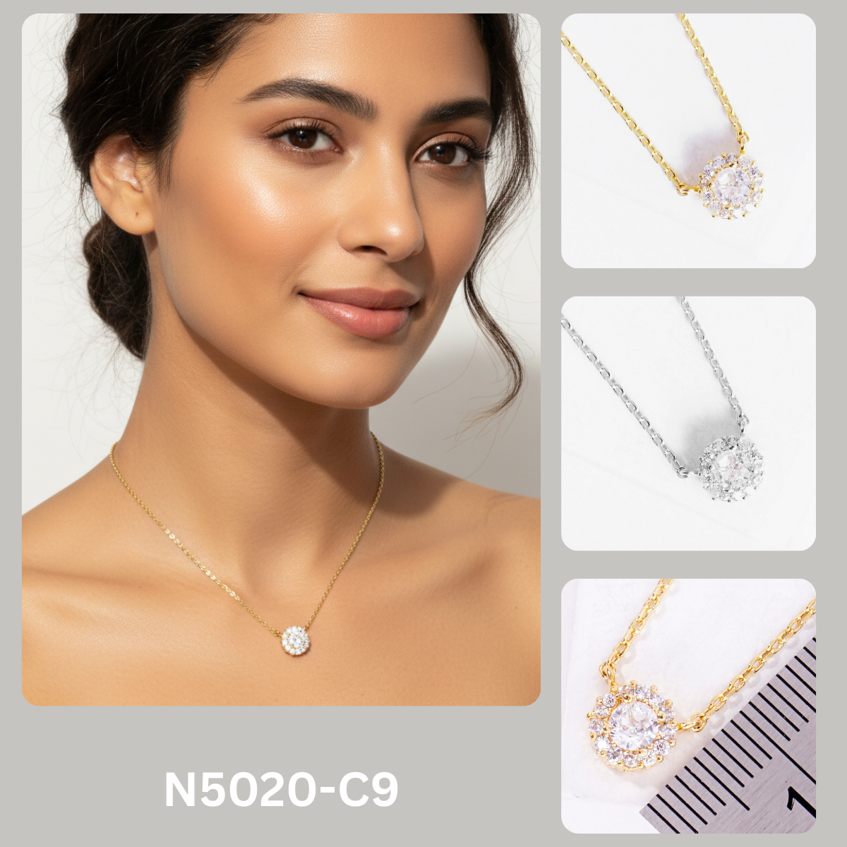 Minimalist Round Halo Cubic Zirconia Pendant Necklace