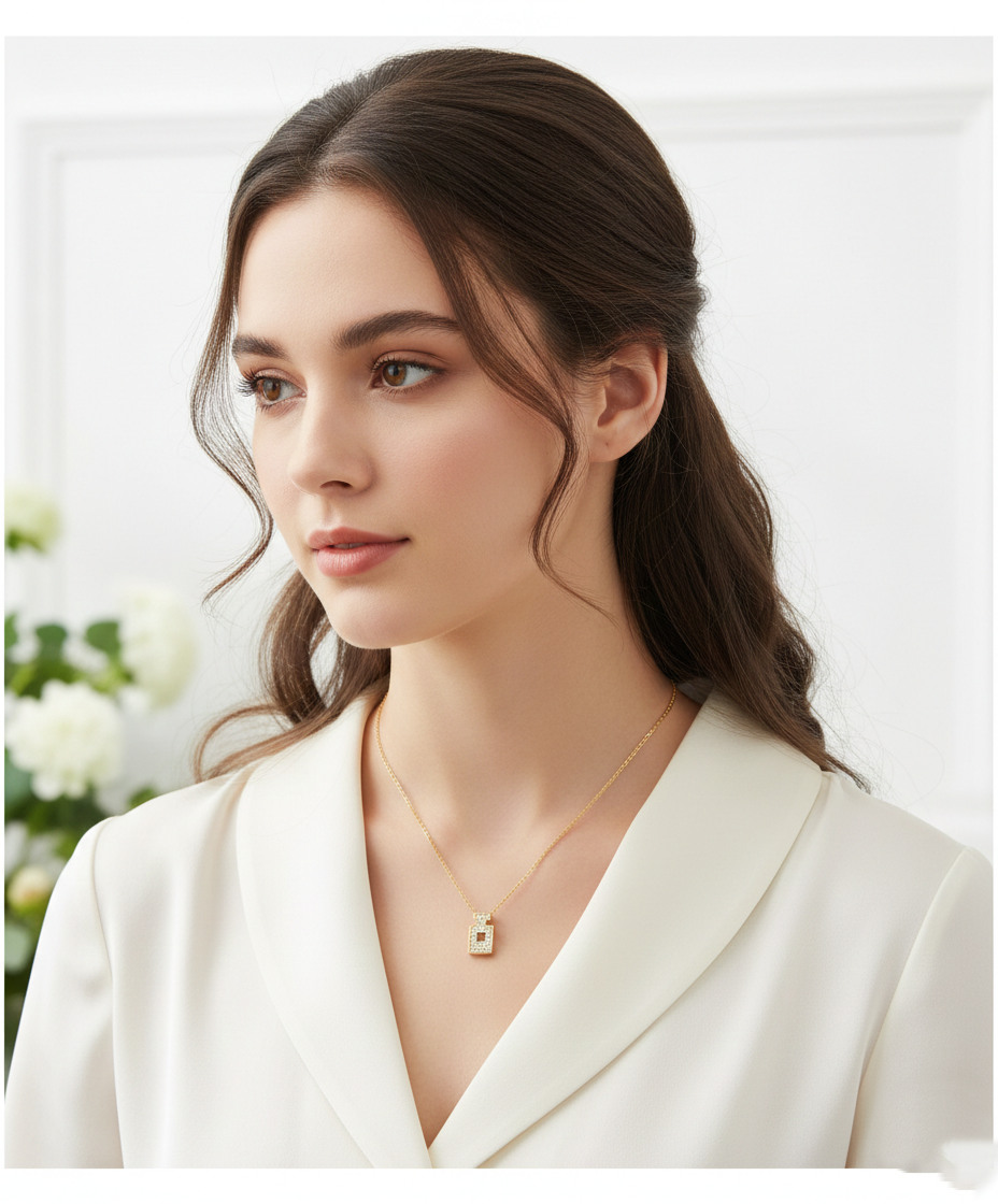 Minimalist Crystal Perfume Bottle Pendant Necklace