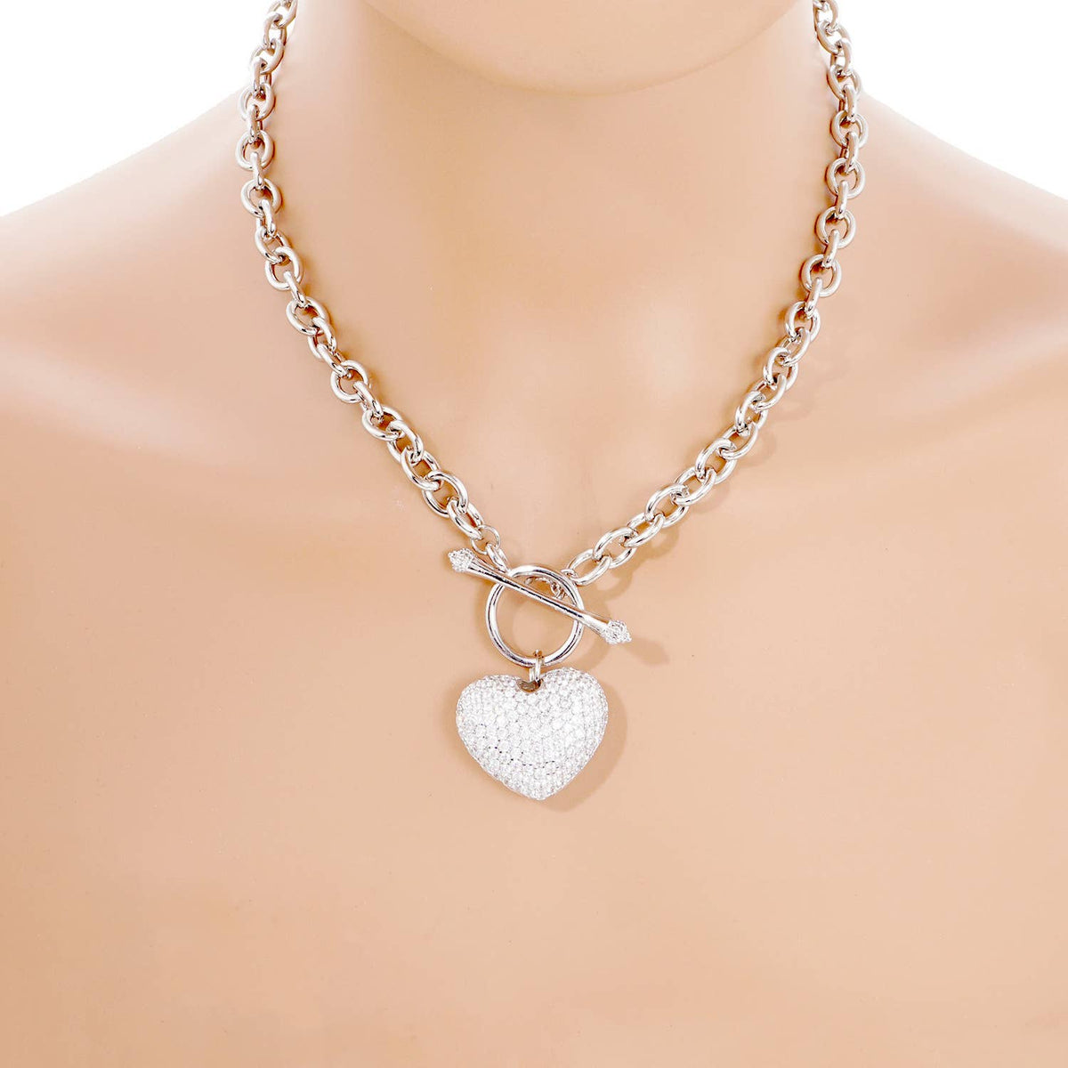 Gold Plated Cubic Heart Pendant Necklace