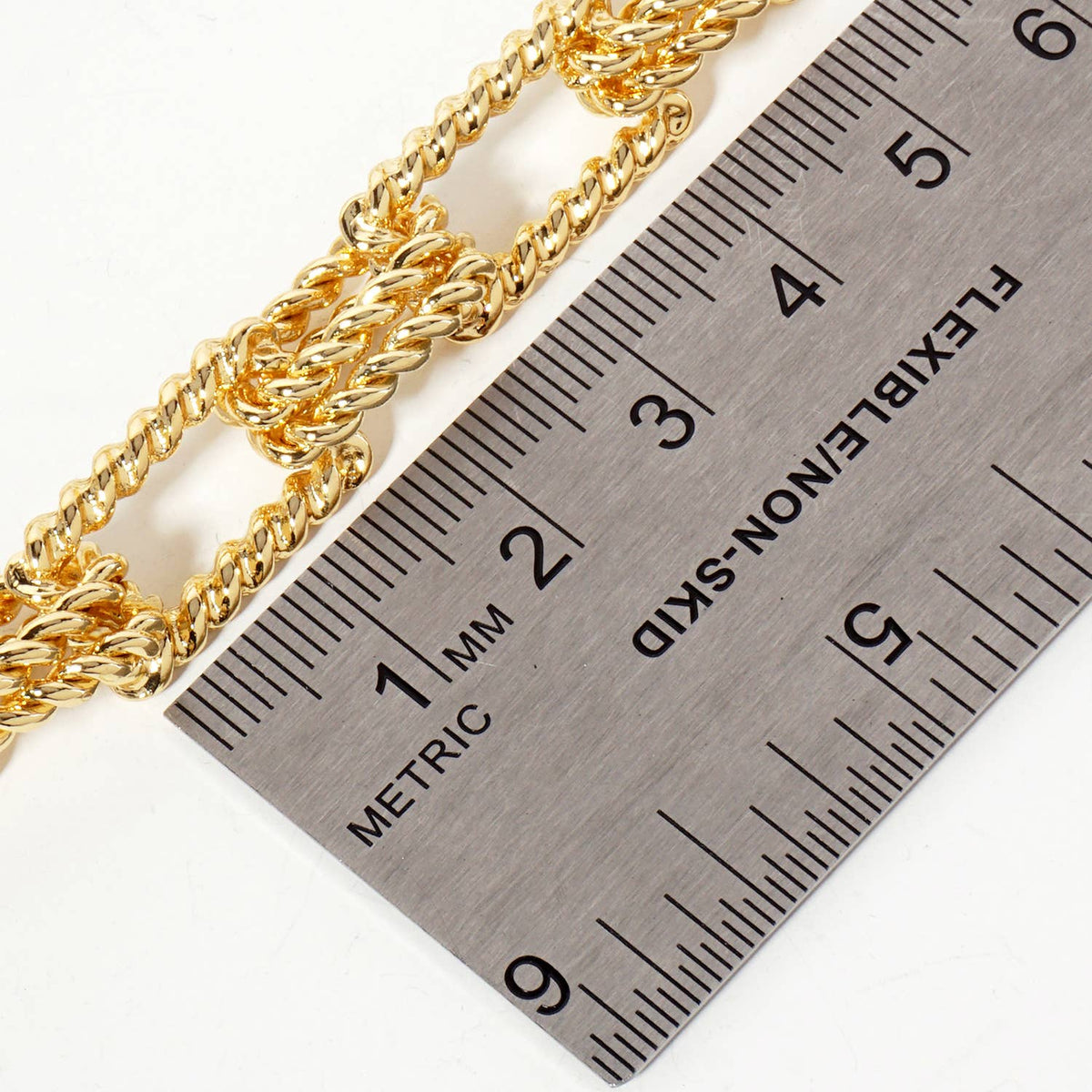 19-15mm Rectangle-Shaped Rope-Texture Chain Necklace