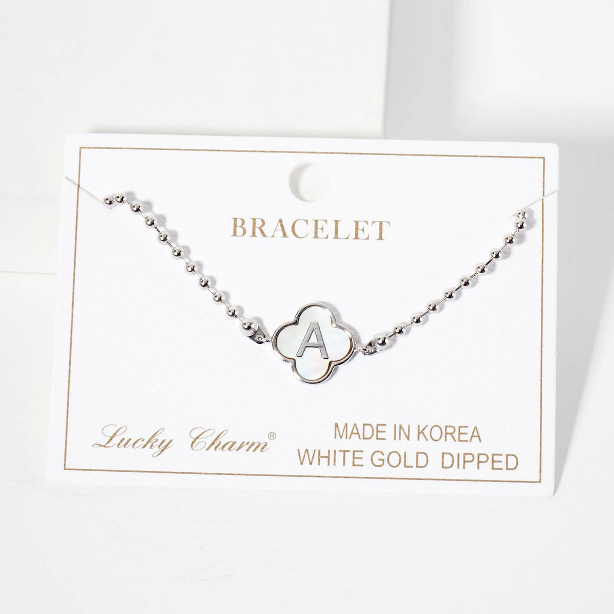 Dainty Gold Dipped Initial Clover Bracelet
