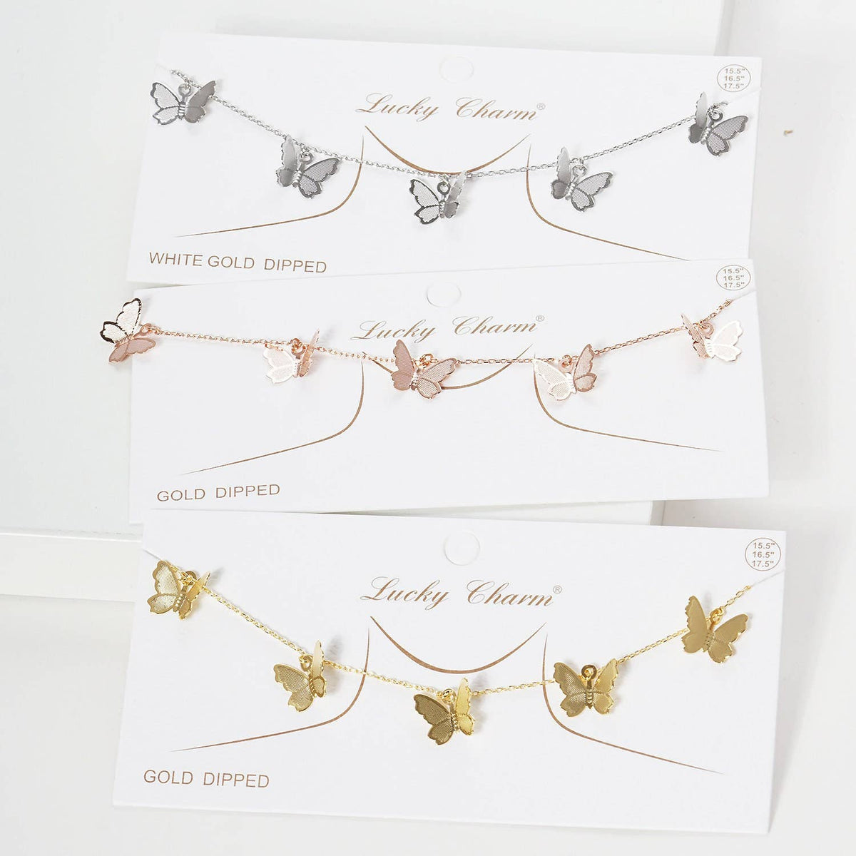 Gold Multi Butterfly Charm Necklace