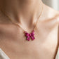 Enamel Crystal Bow Pendant Necklace – Pavé Bow on Chain