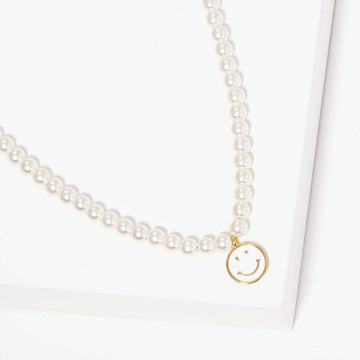 Gold Plated Freshwater Pearl Smiley Face Necklace