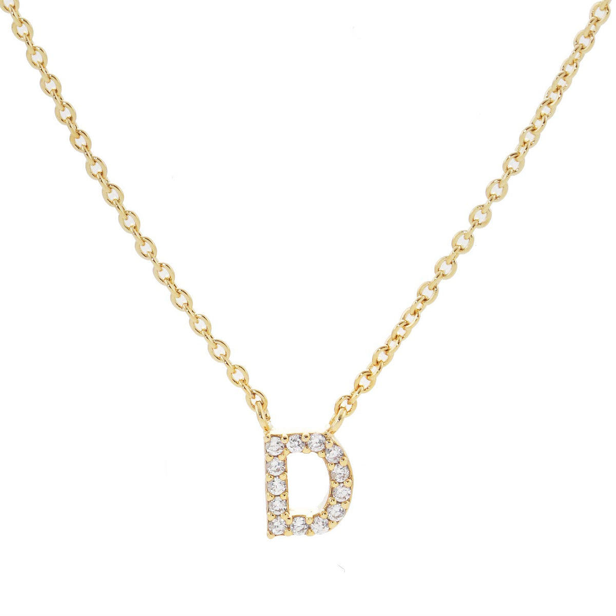 18K Gold Dipped Micro CZ Pave Initial Pendant Necklace