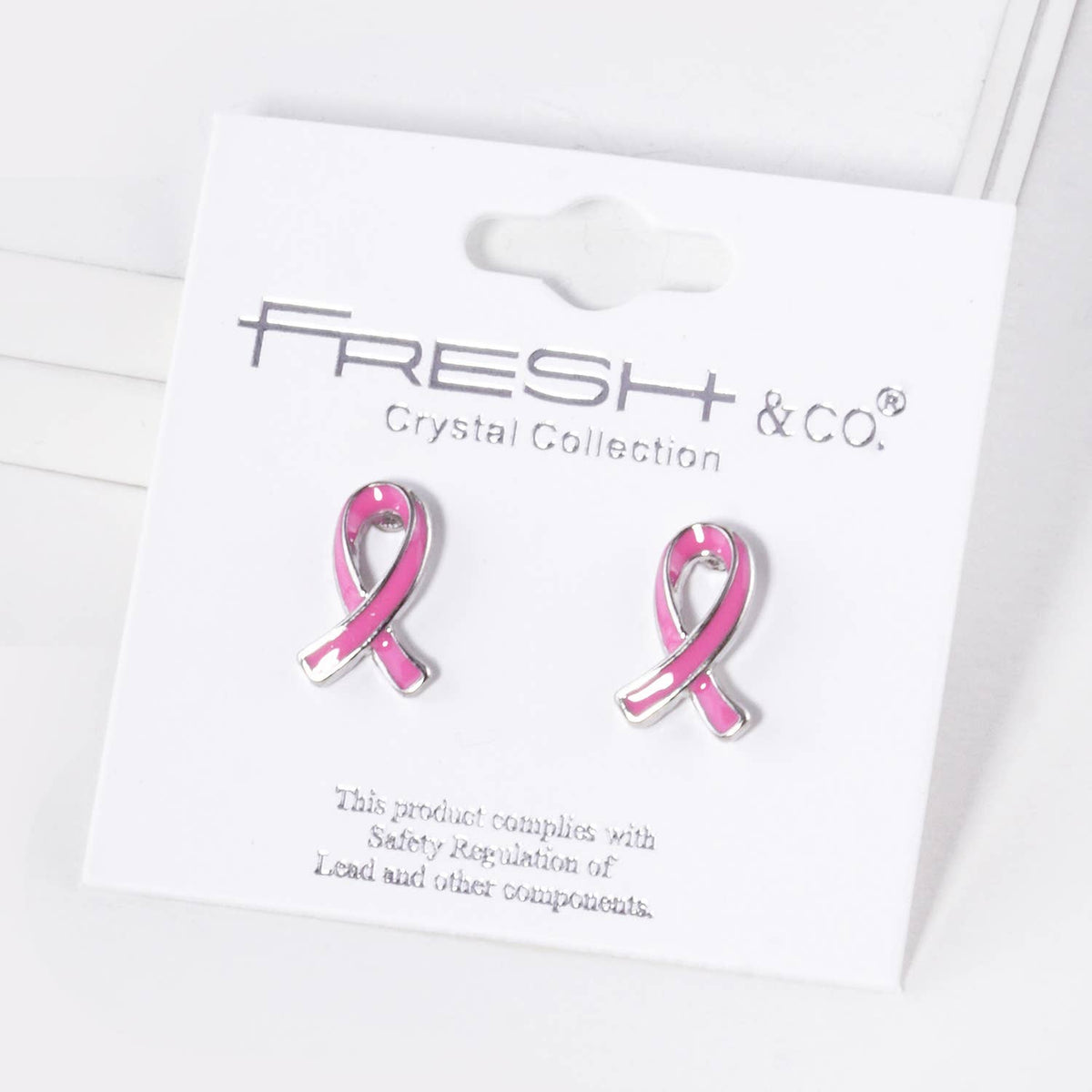 Pink Ribbon Awareness Enamel Stud Earrings