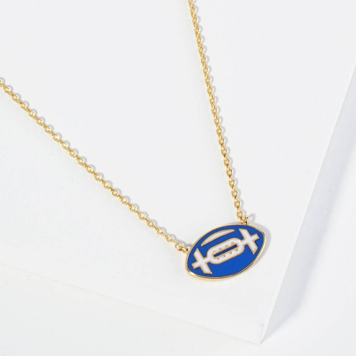 18K GOLD ENAMEL FOOTBALL BALL PENDANT GAME DAY NECKLACE