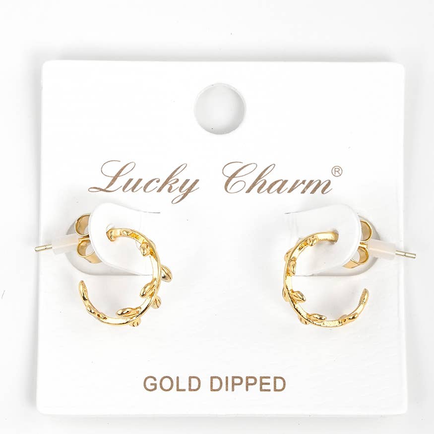 Gold Plated Vine Huggie Earrings