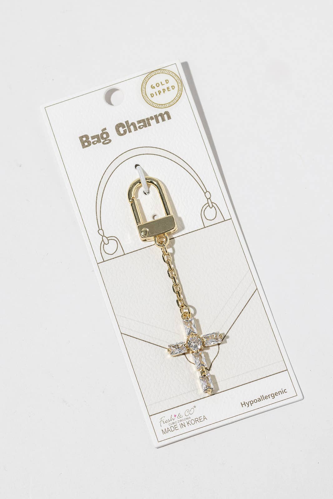Cubic Zirconia Cross Bag Charm & Keychain