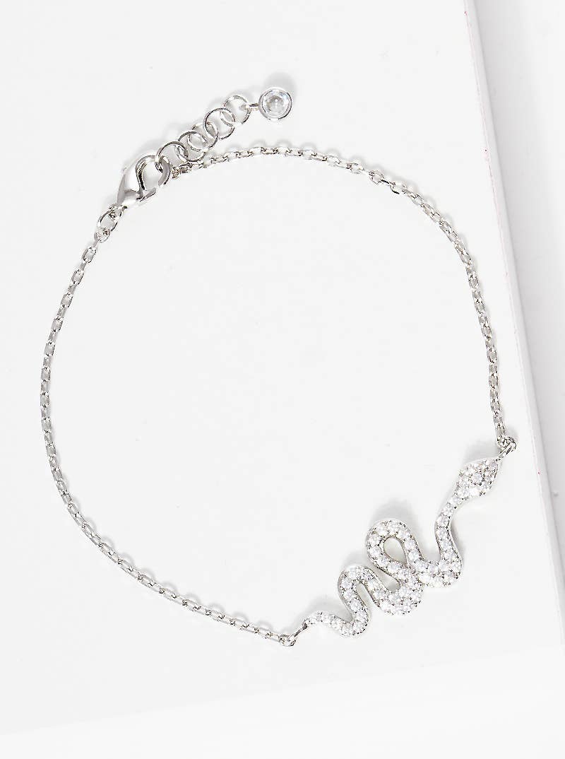 Minimalist Pavé Snake Charm Bracelet