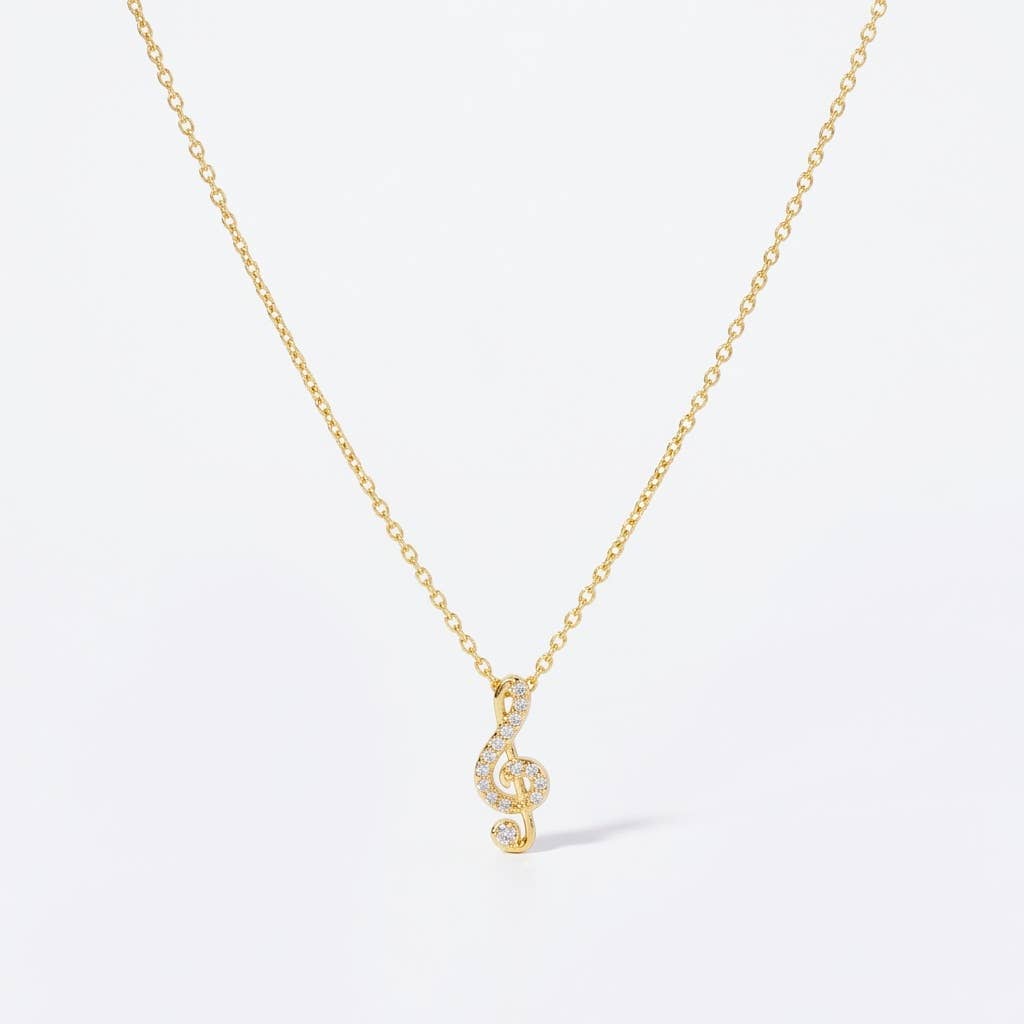 Crystal Treble Clef Pendant Necklace