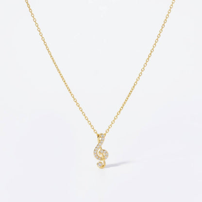 Crystal Treble Clef Pendant Necklace