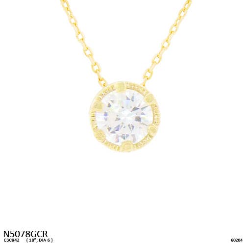 Classic Solitaire Bezel CZ Pendant Necklace