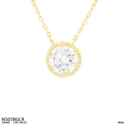 Classic Solitaire Bezel CZ Pendant Necklace