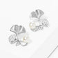 Gold Freshwater Pearl Gingko Leaf Stud Earrings