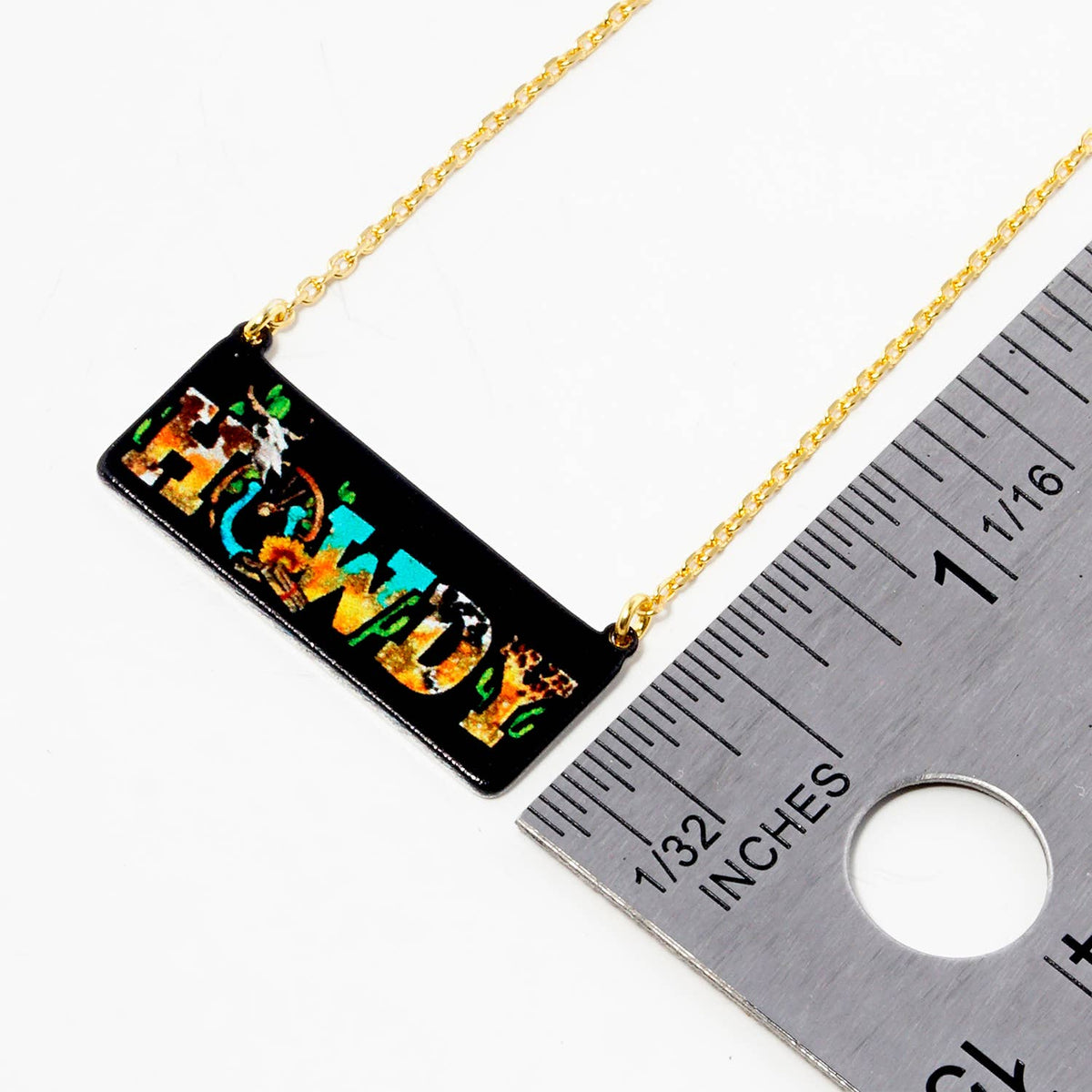 Western "Howdy" Acrylic Bar Pendant Necklace