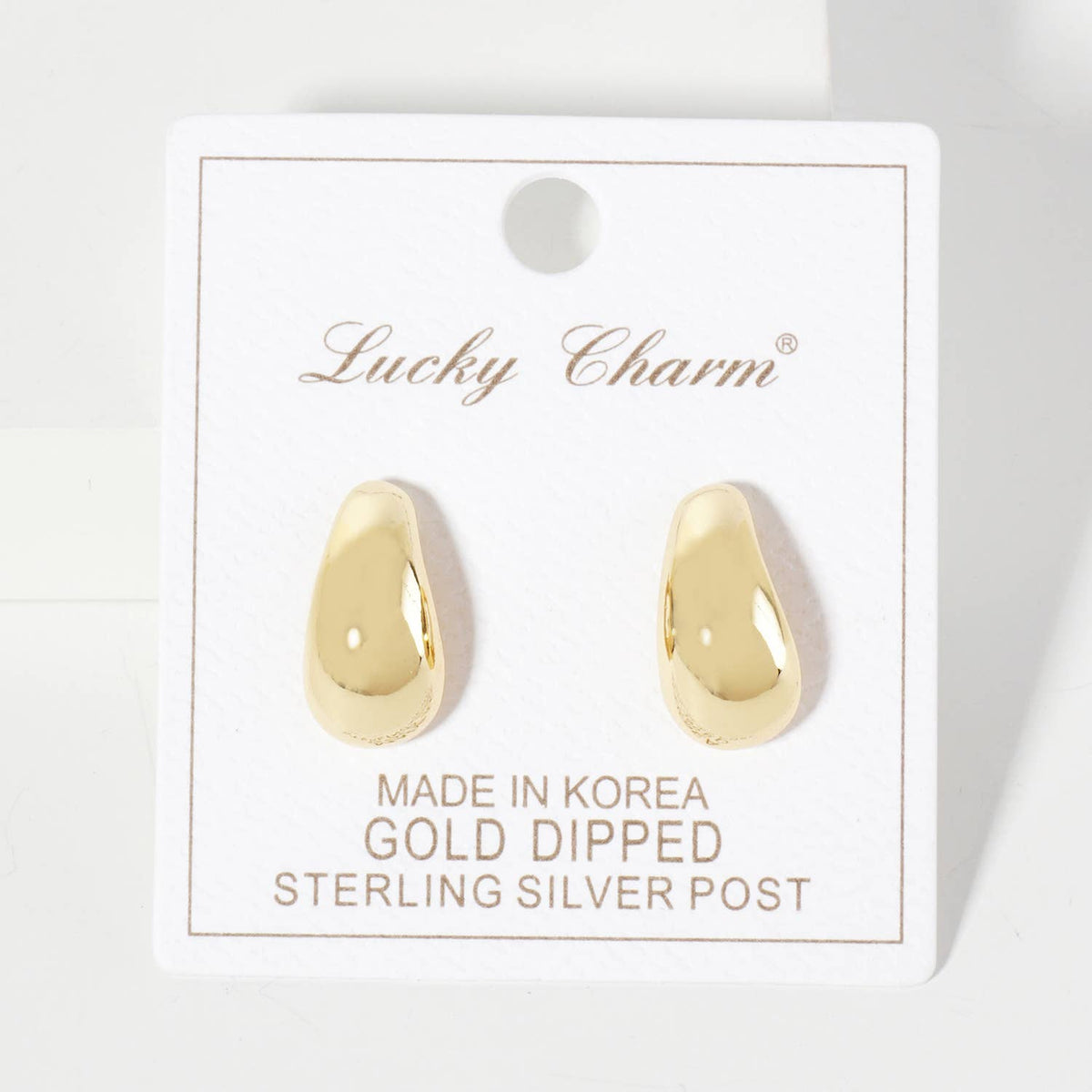 Polished Brass Teardrop-Shaped Stud Earrings