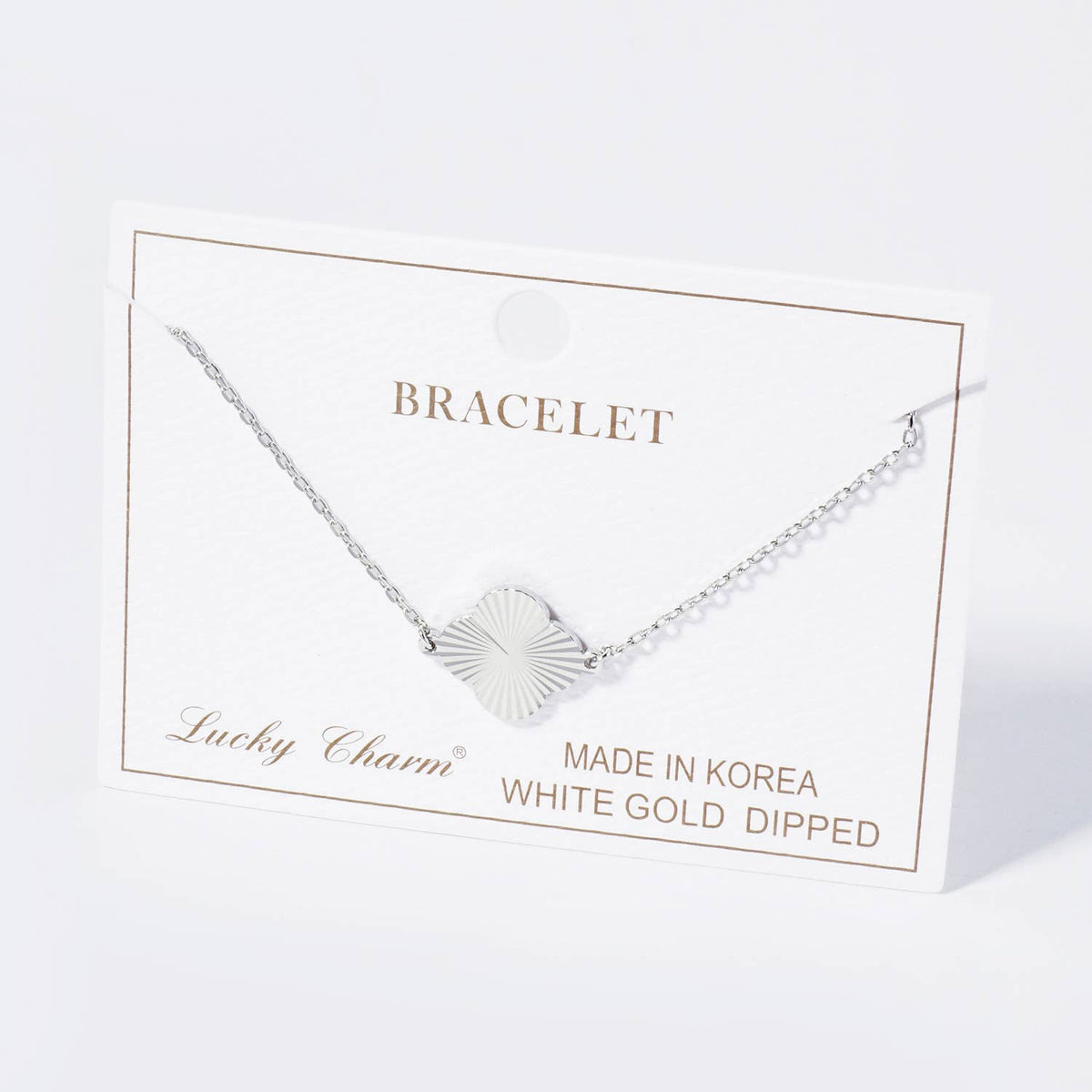 Sunburst Texture Quatrefoil Chain Bracelet