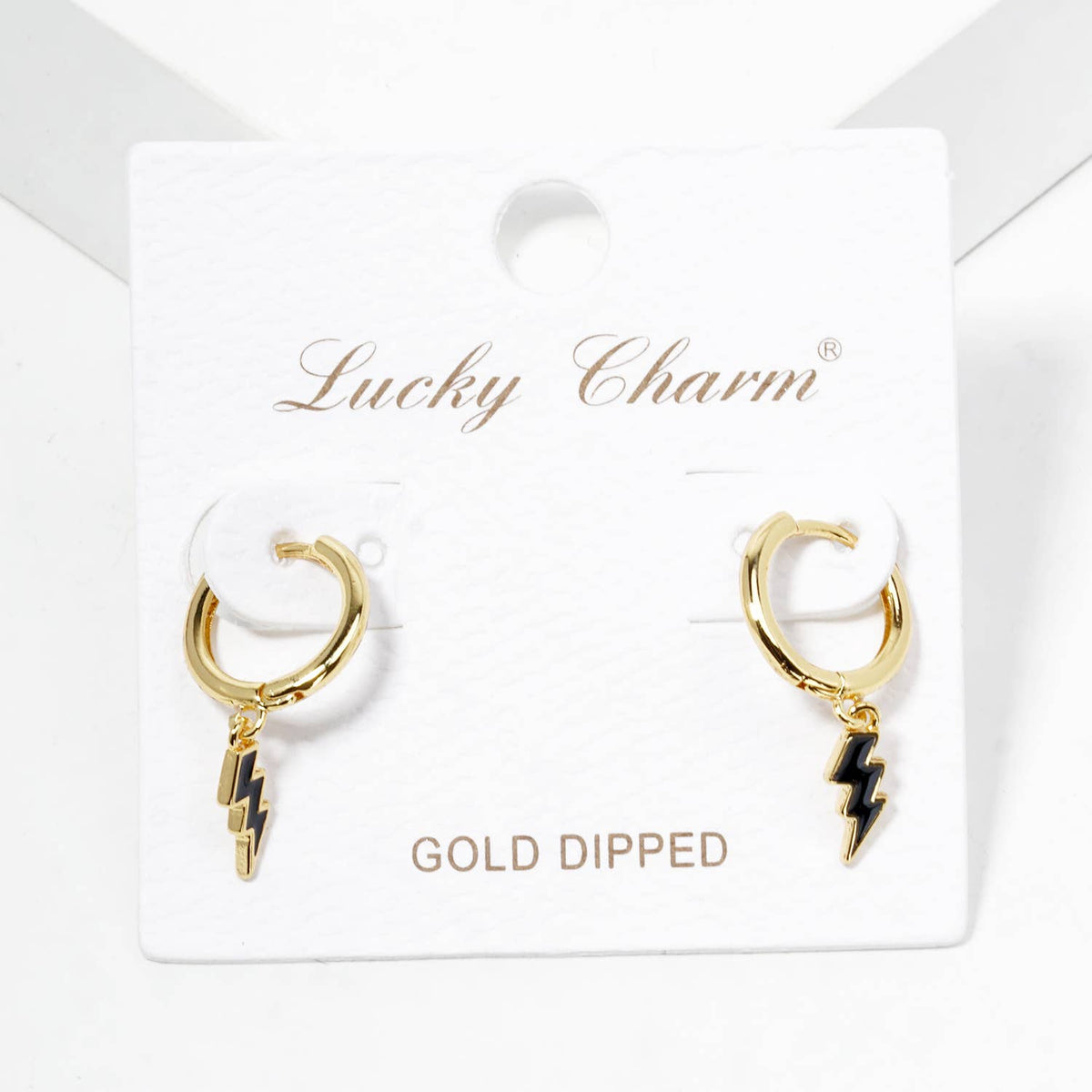 Dainty Black Lightning Bolt Huggie Hoop Earrings