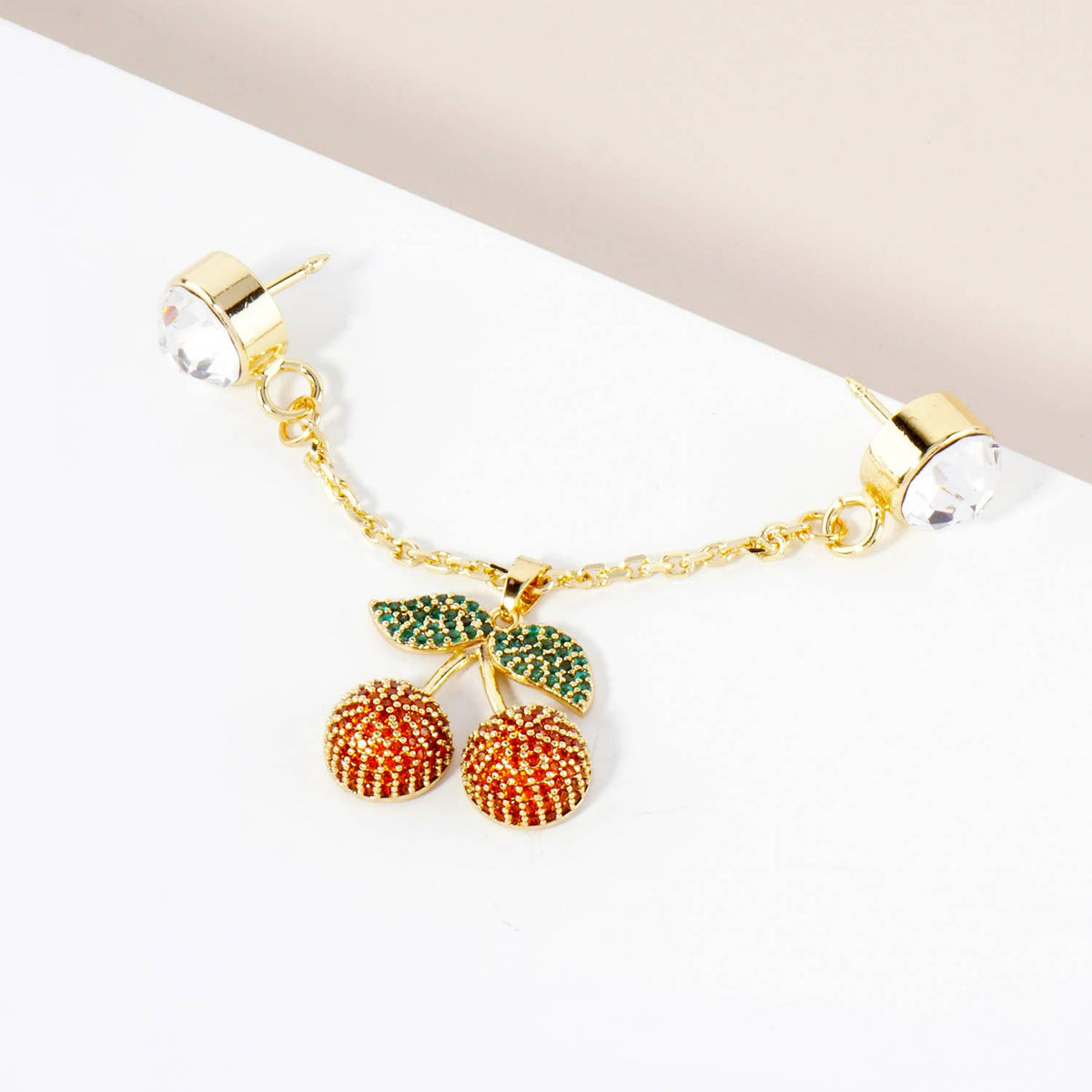 Cubic Zirconia Cherry Cap & Pin Chain